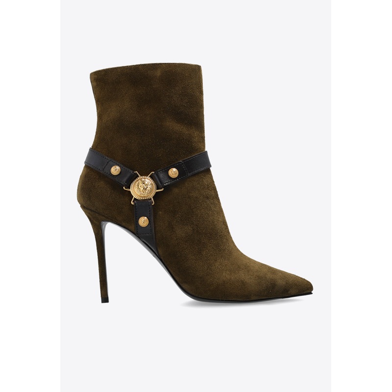 95 Signature Lion Coin Suede Ankle Boots