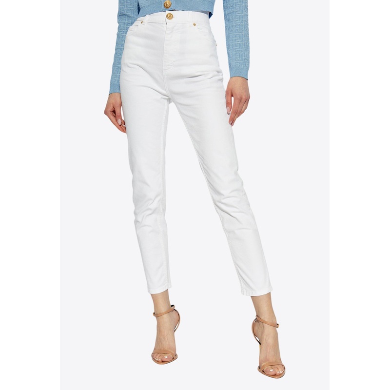 Logo Embroidered Tapered-Leg Jeans