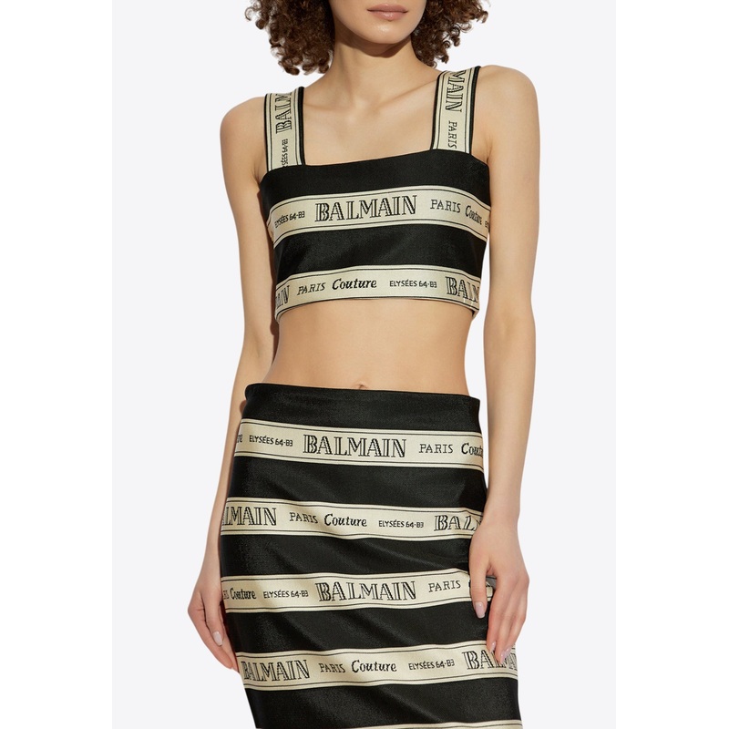 Ribbon Jacquard Cropped Top