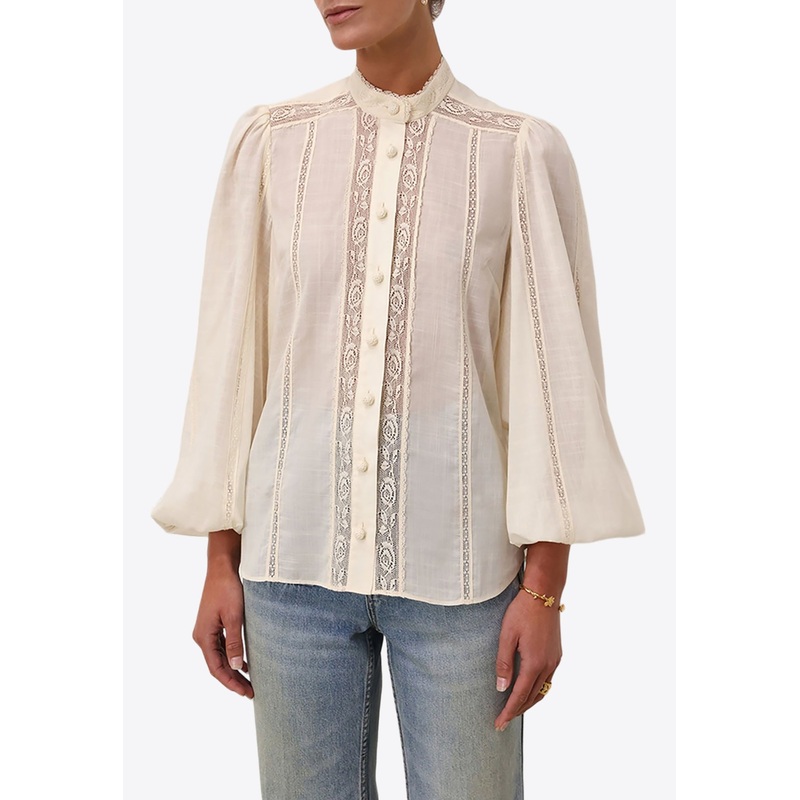 Halliday Lace-Trimmed Blouse