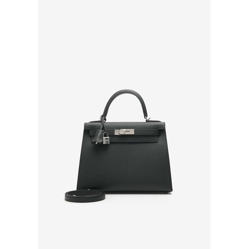 Kelly 28 Sellier in Black Epsom Leather with Palladium Hardware