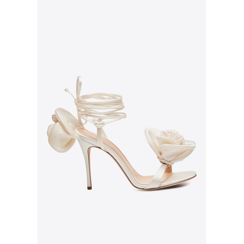 105 Double Flower Satin Sandals