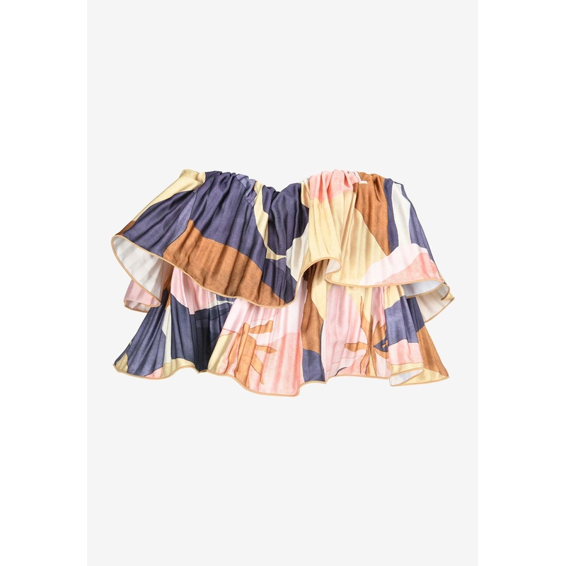 Romance Strapless Printed Plisse Top