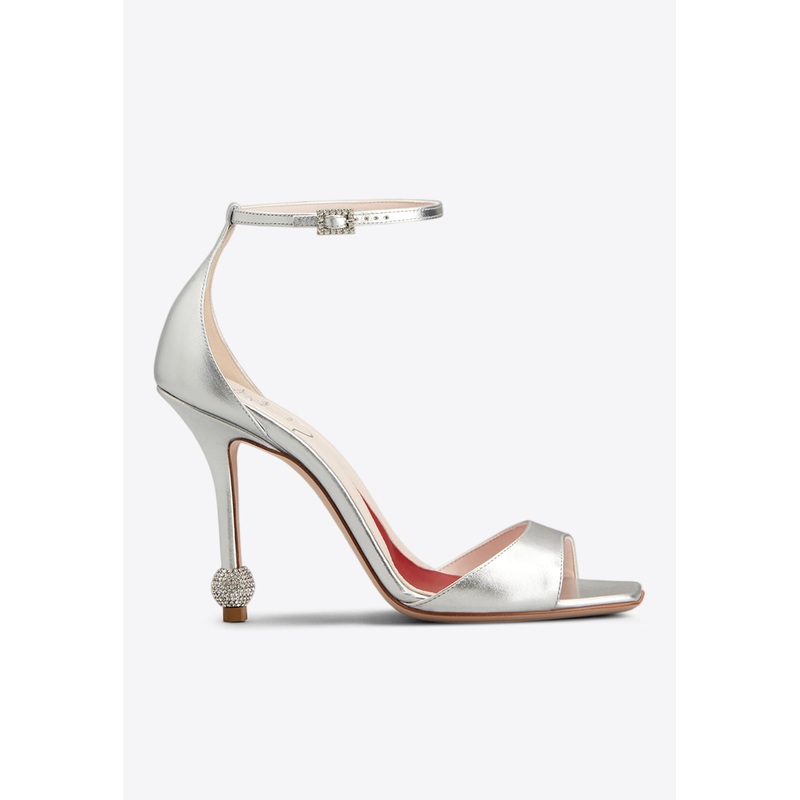 105 Jewel Embellished Sandals in Metallic Leather