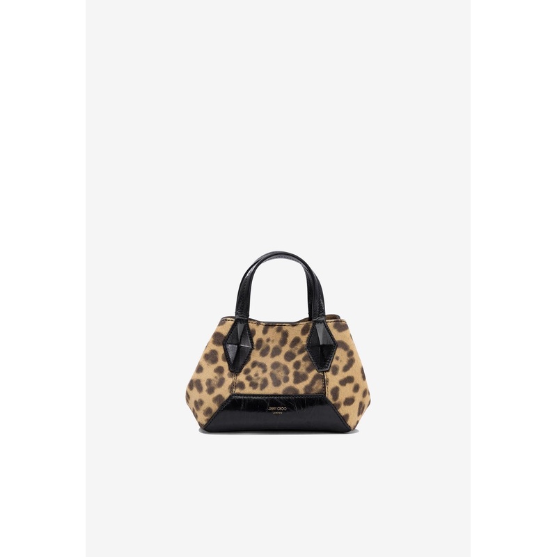 XS Diamond Leopard Print Leather Tote Bag
