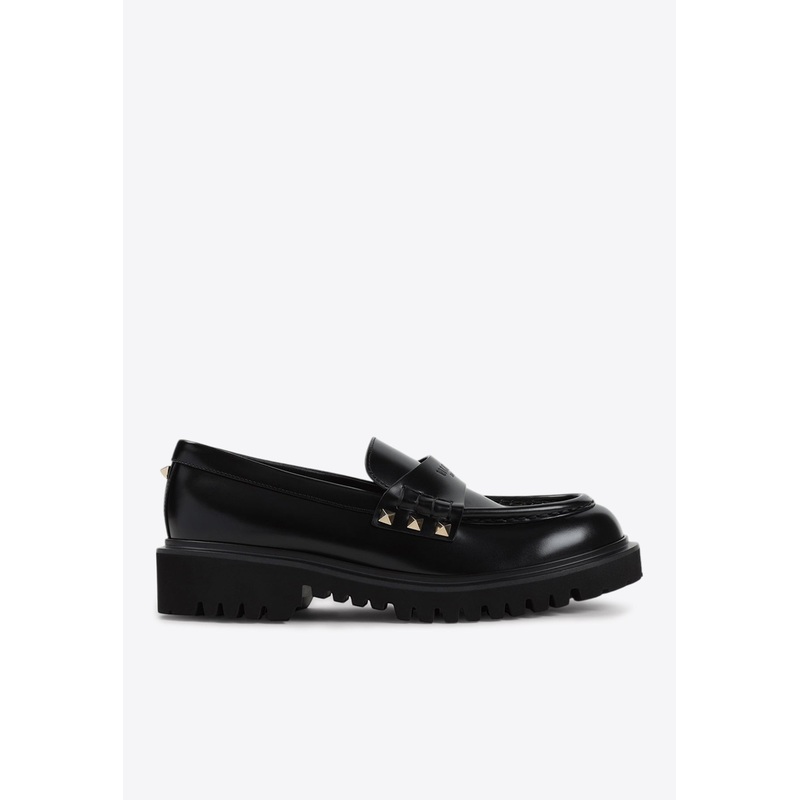 Rockstud Leather Penny Loafers
