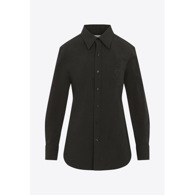 Logo Embroidered Long-Sleeved Shirt