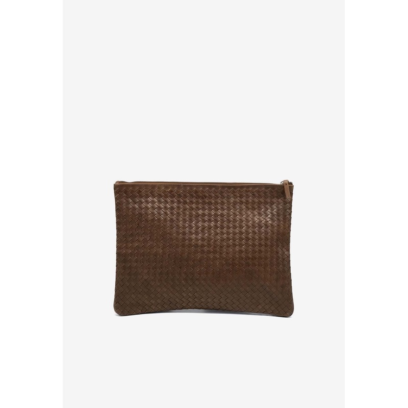 A4 Pochette Woven Leather Pouch Bag