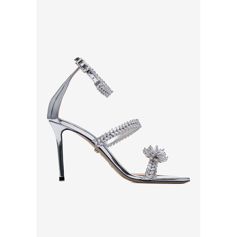 Lotus Flower 95 Metallic Leather Sandals