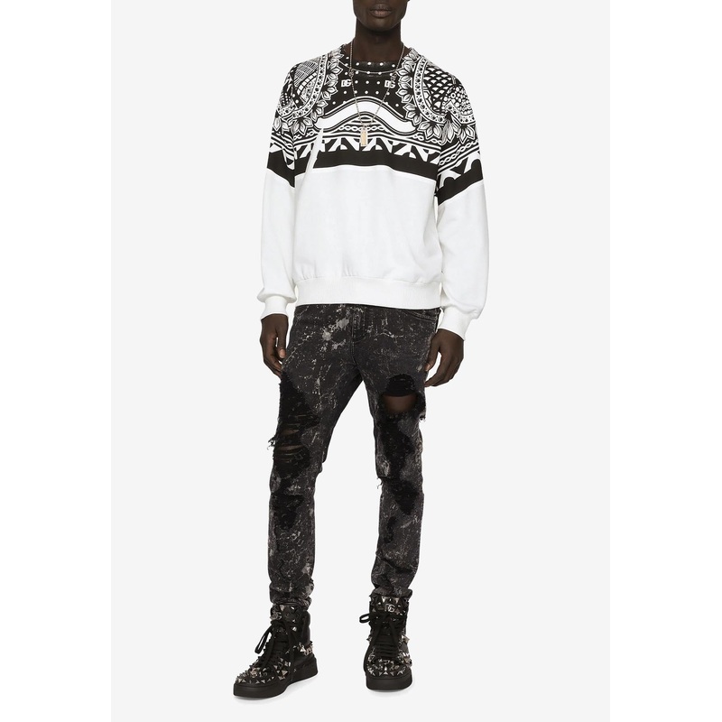 Bandana-Printed Pullover Sweatshirt
