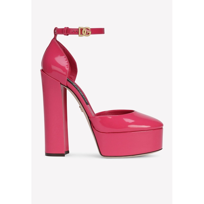 Capri 145 Platform Pumps in Polished Leather