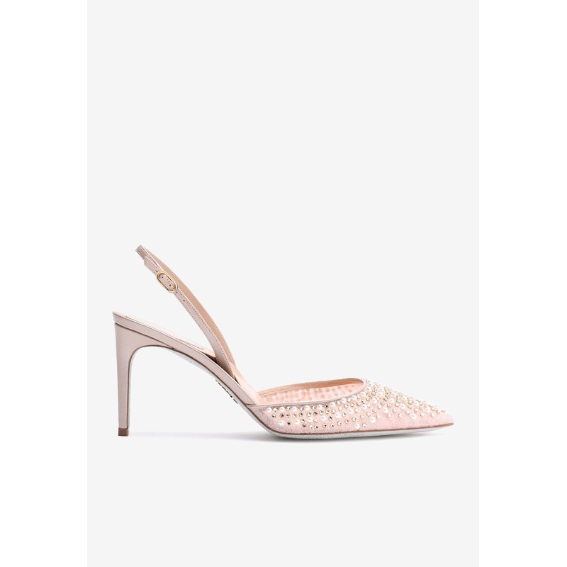 Aretha 80 Embellished Slingback Mesh Pumps