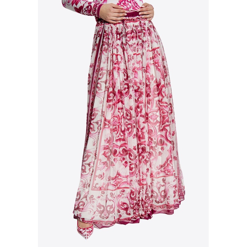 Majolica Print Silk Maxi Skirt