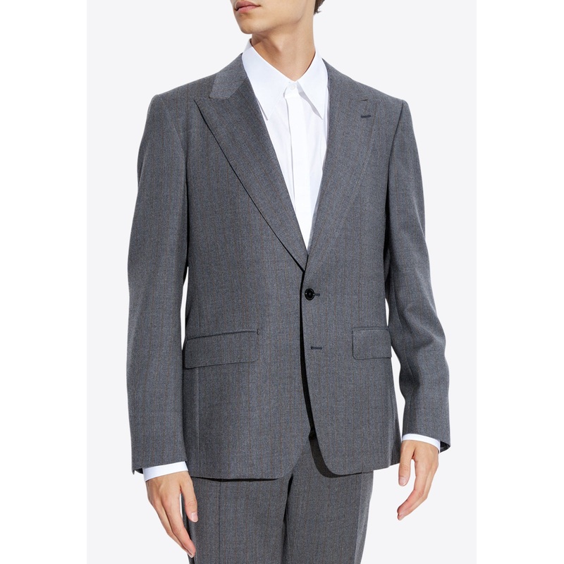 Single-Breasted Pinstriped Blazer