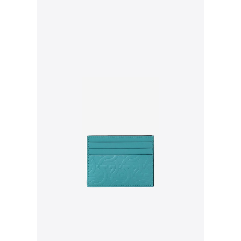 Gancini Embossed Cardholder in Calf Leather